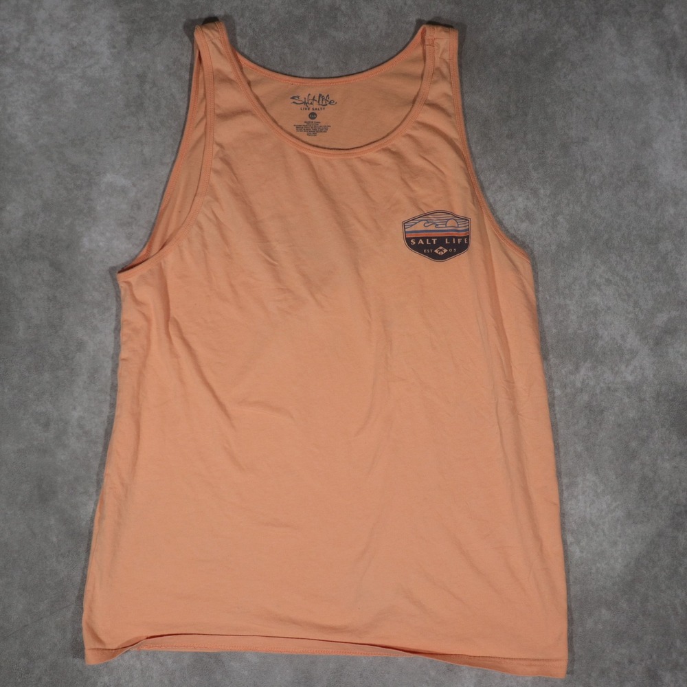 Salt Life Fish Surf Dive Relax Graphic Tank Top Peach XL